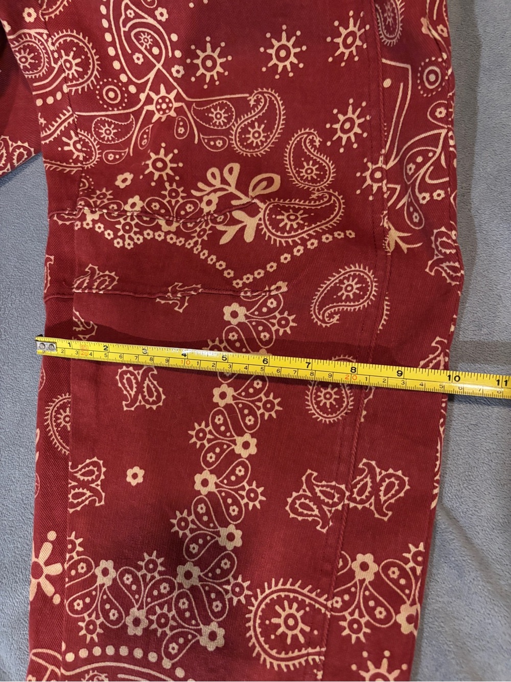 High-Rise Barrel fit Paisley Pants - Red - Picture 12 of 15